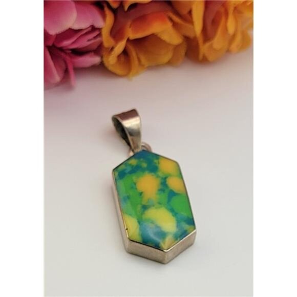 Mexico 950 Silver Aura Quartz Pendant 1.5